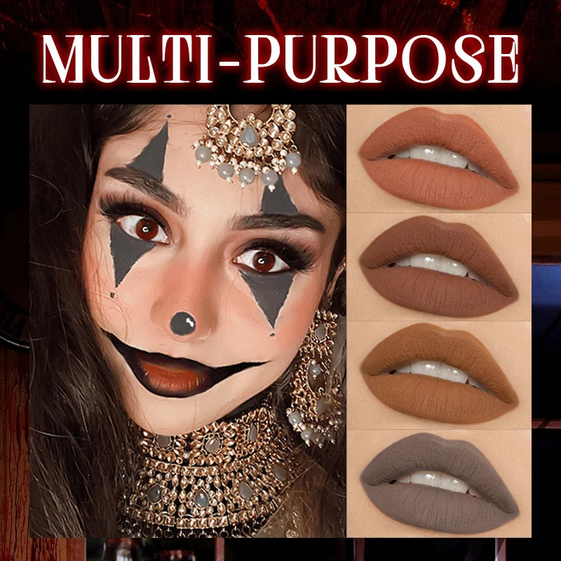 4-Color Lip Gloss - Easy-To-Peel Lip Liner, Comes with a Lip Brush, Long-Lasting and Waterproof, Glossy and Full, Highly Pigment