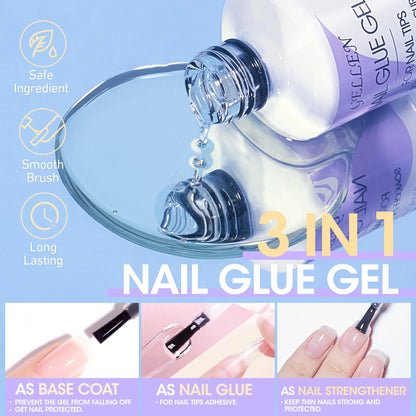 Gel Nail Kit, Nail Tips and Glue Gel Kit with Base & Top Coat & 5 in 1 Nail Glue Gel, 240Pcs Clear Coffin Fake Nails Tips and UV Nail Lamp, Fast False Nails Extension Manicure Set