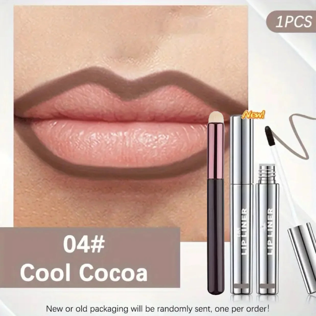 4-Color Lip Gloss - Easy-To-Peel Lip Liner, Comes with a Lip Brush, Long-Lasting and Waterproof, Glossy and Full, Highly Pigment