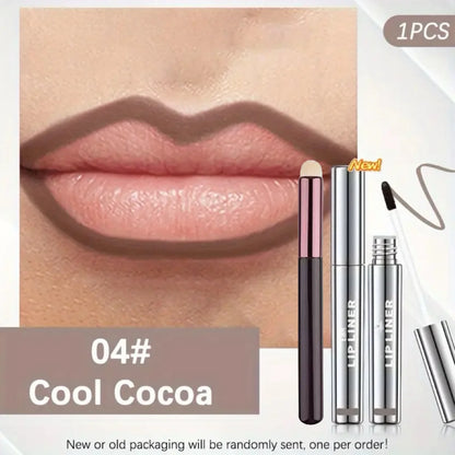 4-Color Lip Gloss - Easy-To-Peel Lip Liner, Comes with a Lip Brush, Long-Lasting and Waterproof, Glossy and Full, Highly Pigment
