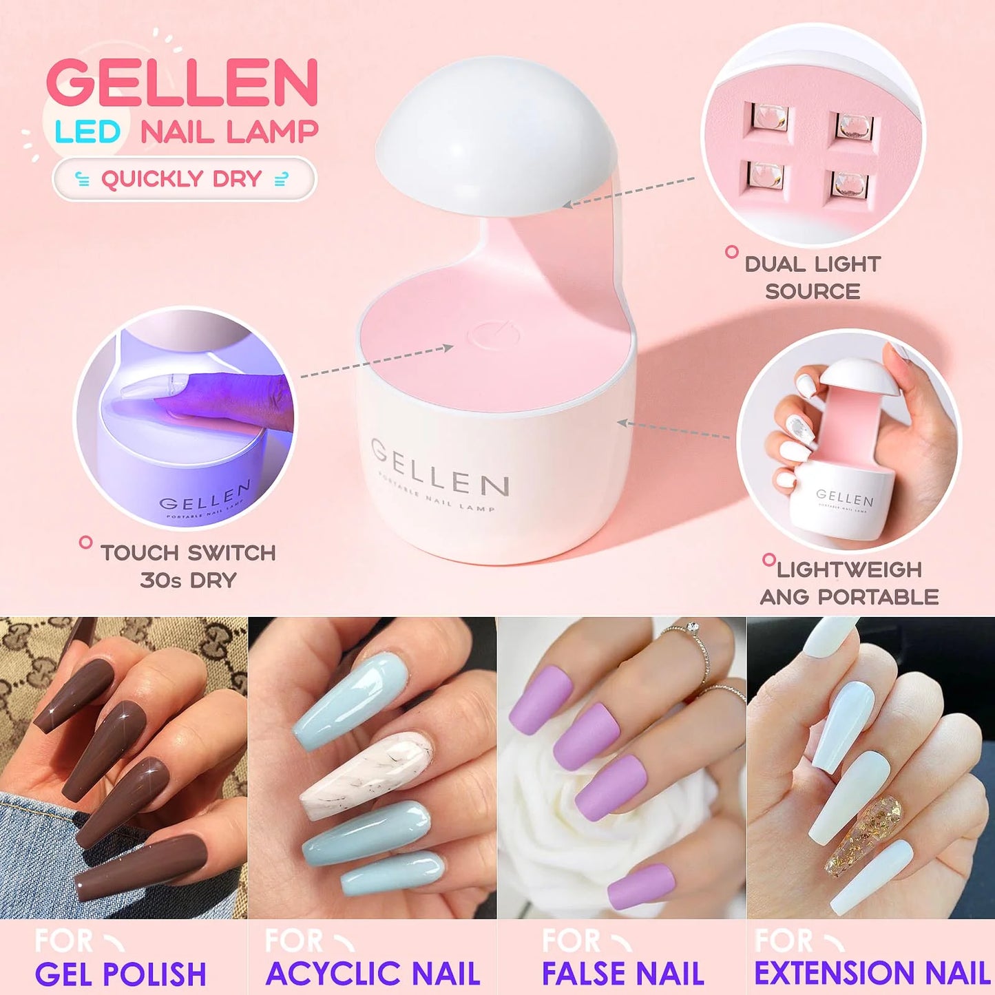 Gel Nail Kit, Nail Tips and Glue Gel Kit with Base & Top Coat & 5 in 1 Nail Glue Gel, 240Pcs Clear Coffin Fake Nails Tips and UV Nail Lamp, Fast False Nails Extension Manicure Set