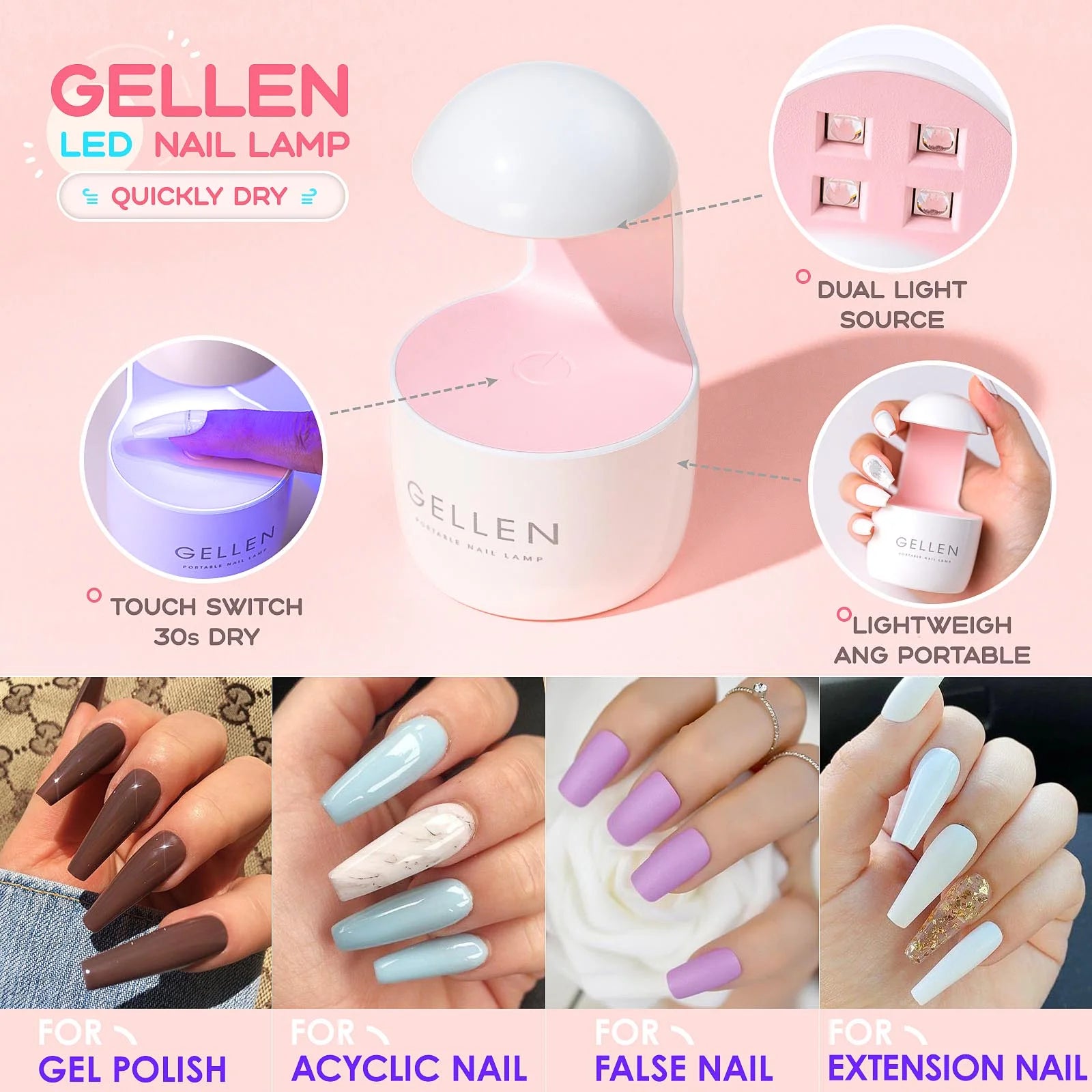 Gel Nail Kit, Nail Tips and Glue Gel Kit with Base & Top Coat & 5 in 1 Nail Glue Gel, 240Pcs Clear Coffin Fake Nails Tips and UV Nail Lamp, Fast False Nails Extension Manicure Set