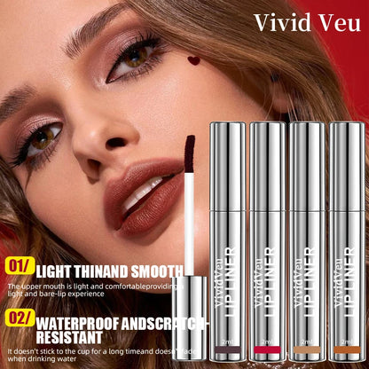 4-Color Lip Gloss - Easy-To-Peel Lip Liner, Comes with a Lip Brush, Long-Lasting and Waterproof, Glossy and Full, Highly Pigment