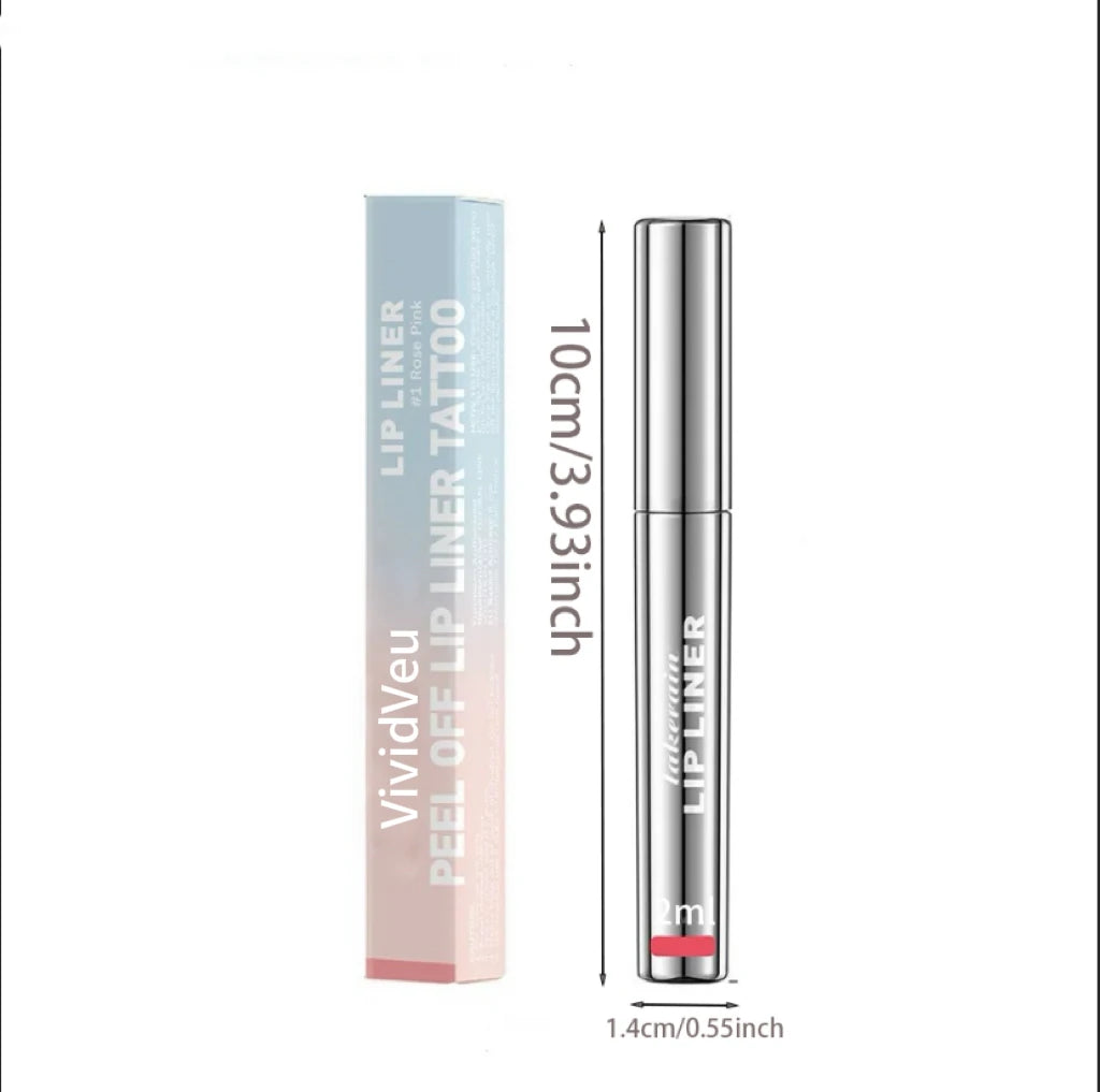 4-Color Lip Gloss - Easy-To-Peel Lip Liner, Comes with a Lip Brush, Long-Lasting and Waterproof, Glossy and Full, Highly Pigment